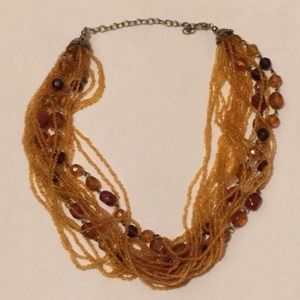 Brown beaded statement necklace
